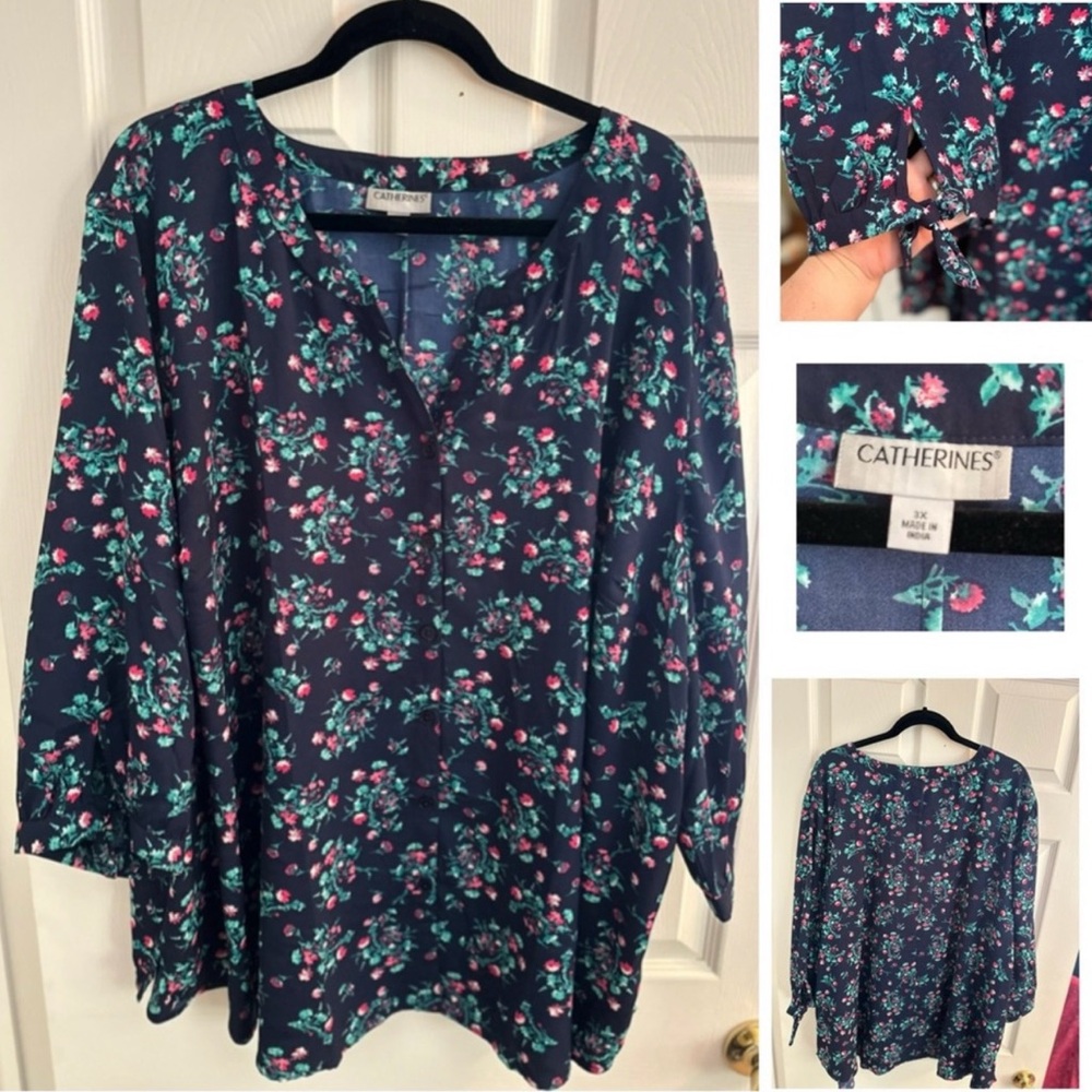 Catherine’s Georgette Buttonfront Tie Sleeve Cafe Blouse. BUNDLE! - Picture 2 of 7